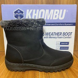 KHOMBU Women's Addison Memory Foam Water Repellent All-Weather Boots, Black